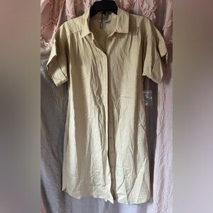 Ophelia Roe off white/beige shirt dress with pockets  NWT size med